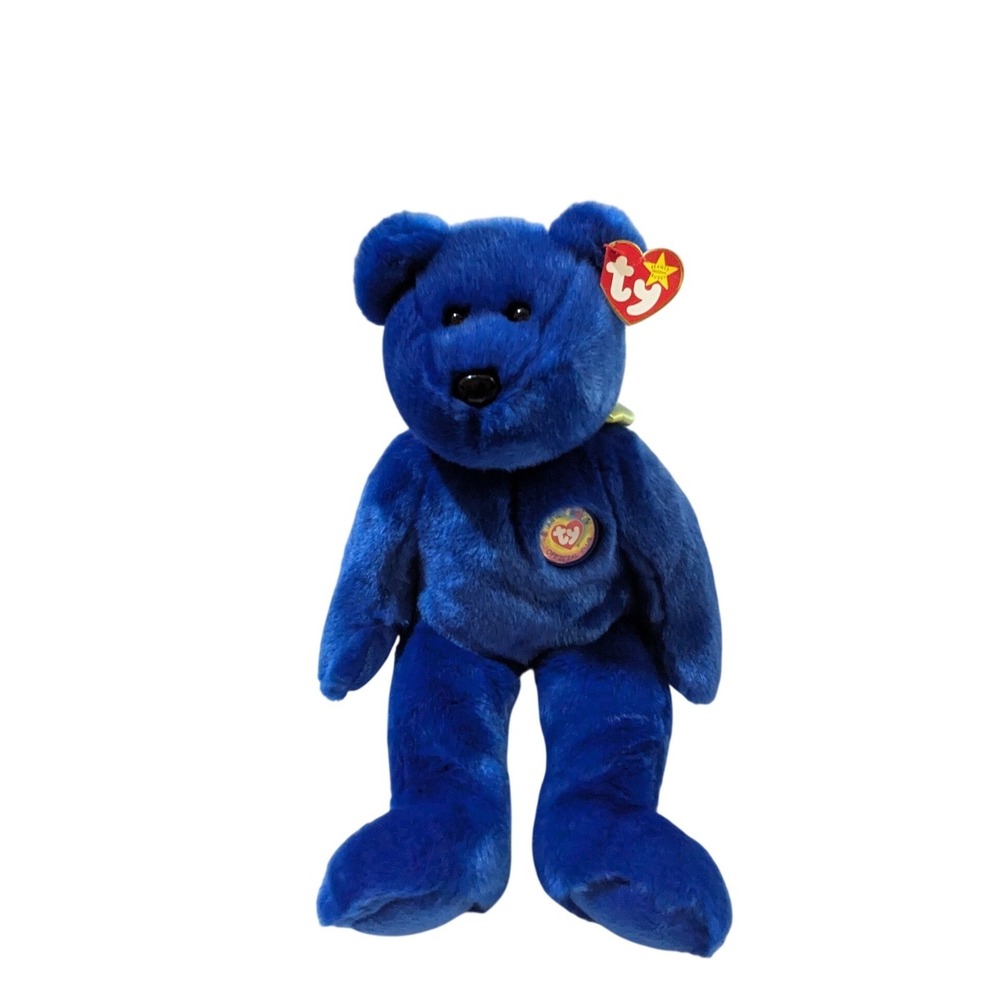 Ty Beanie Buddies Clubby Blue Bear Plush 1999 Official Club Button 2inch